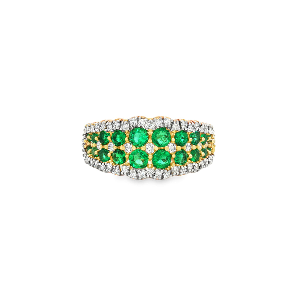 ANILLO CON ESMERALDAS Y DIAMANTES