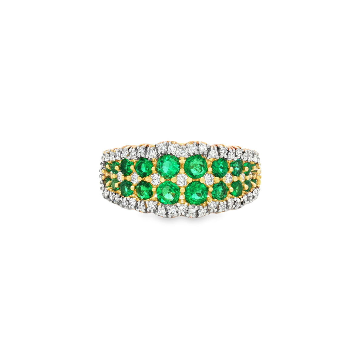 ANILLO CON ESMERALDAS Y DIAMANTES