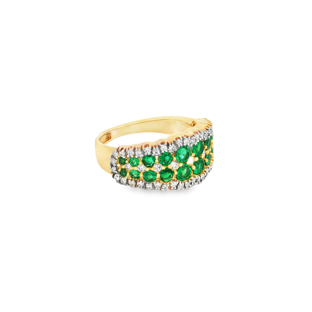 ANILLO CON ESMERALDAS Y DIAMANTES