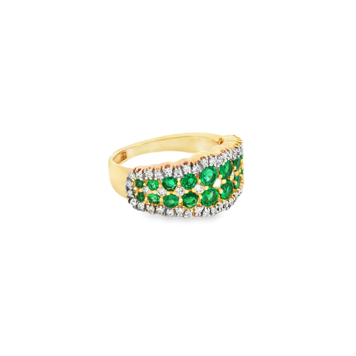 ANILLO CON ESMERALDAS Y DIAMANTES