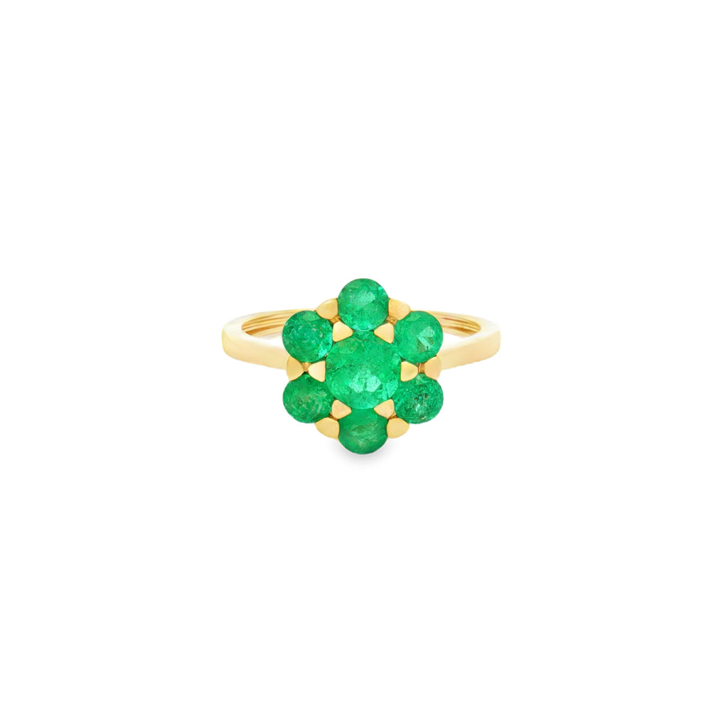 ANILLO FLOR CON ESMERALDAS