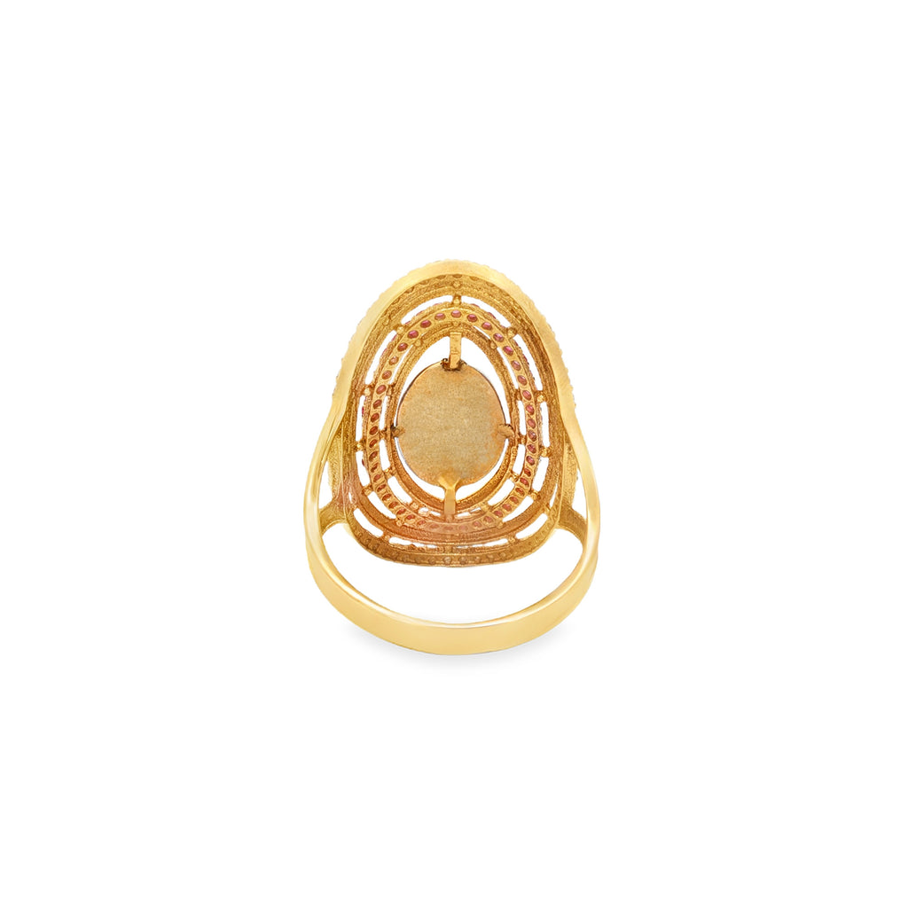 ANILLO OVAL CRUZ Y ZIRCONES