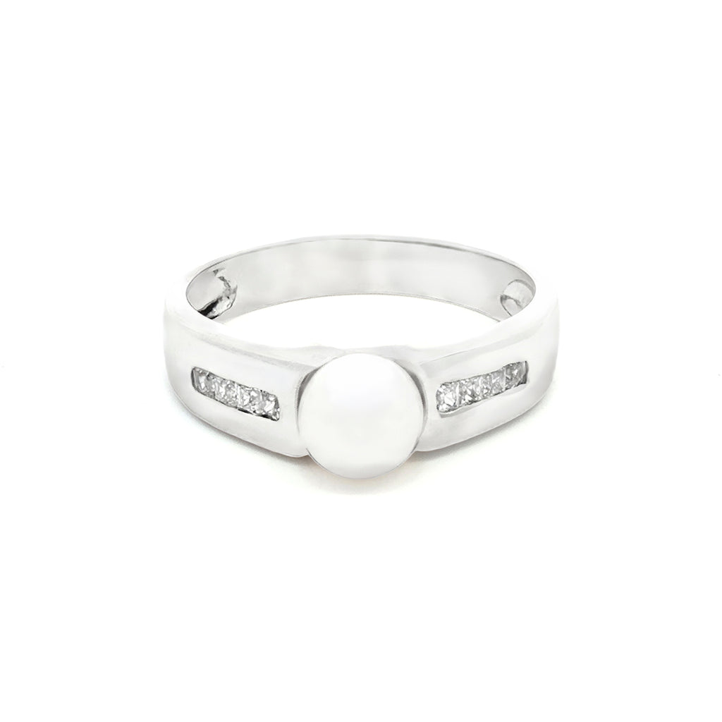 ANILLO SOLITARIO PERLA CON ZIRCONES