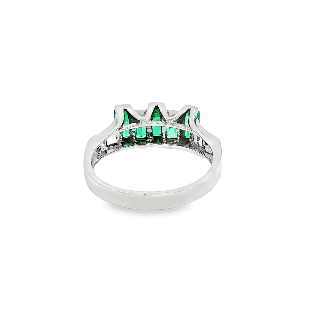 ANILLO ESCALERA CON ESMERALDAS Y DIAMANTES