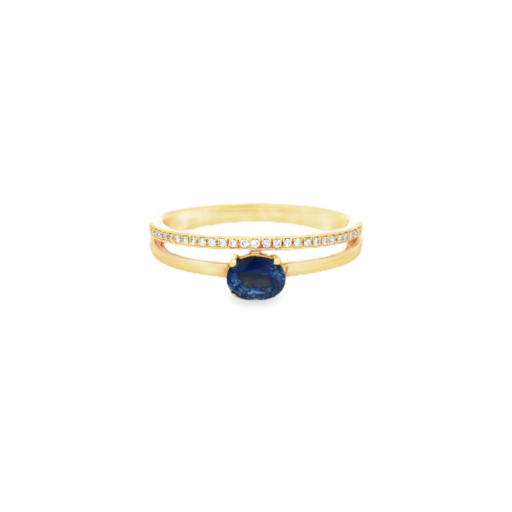 ANILLO CON ZAFIRO Y DIAMANTES