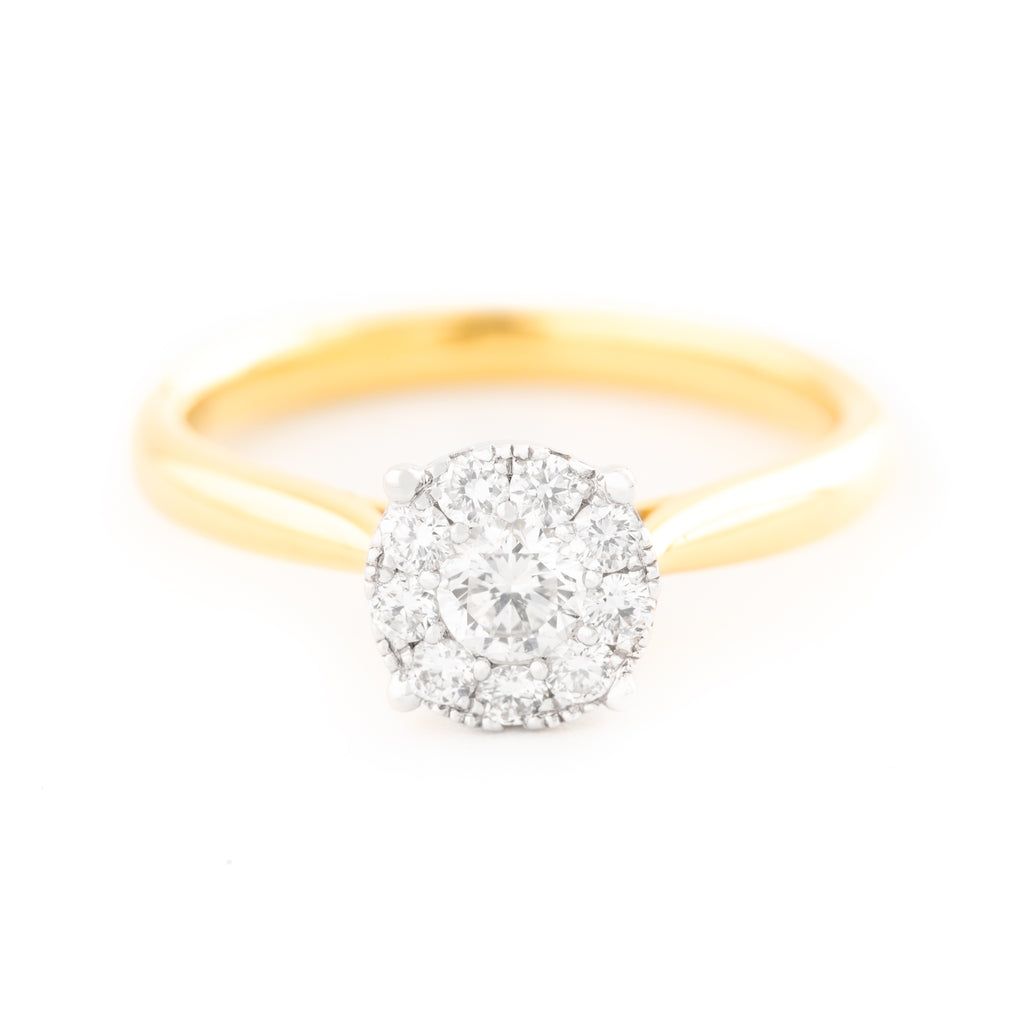 ANILLO SOLITARIO FLOR CON DIAMANTES