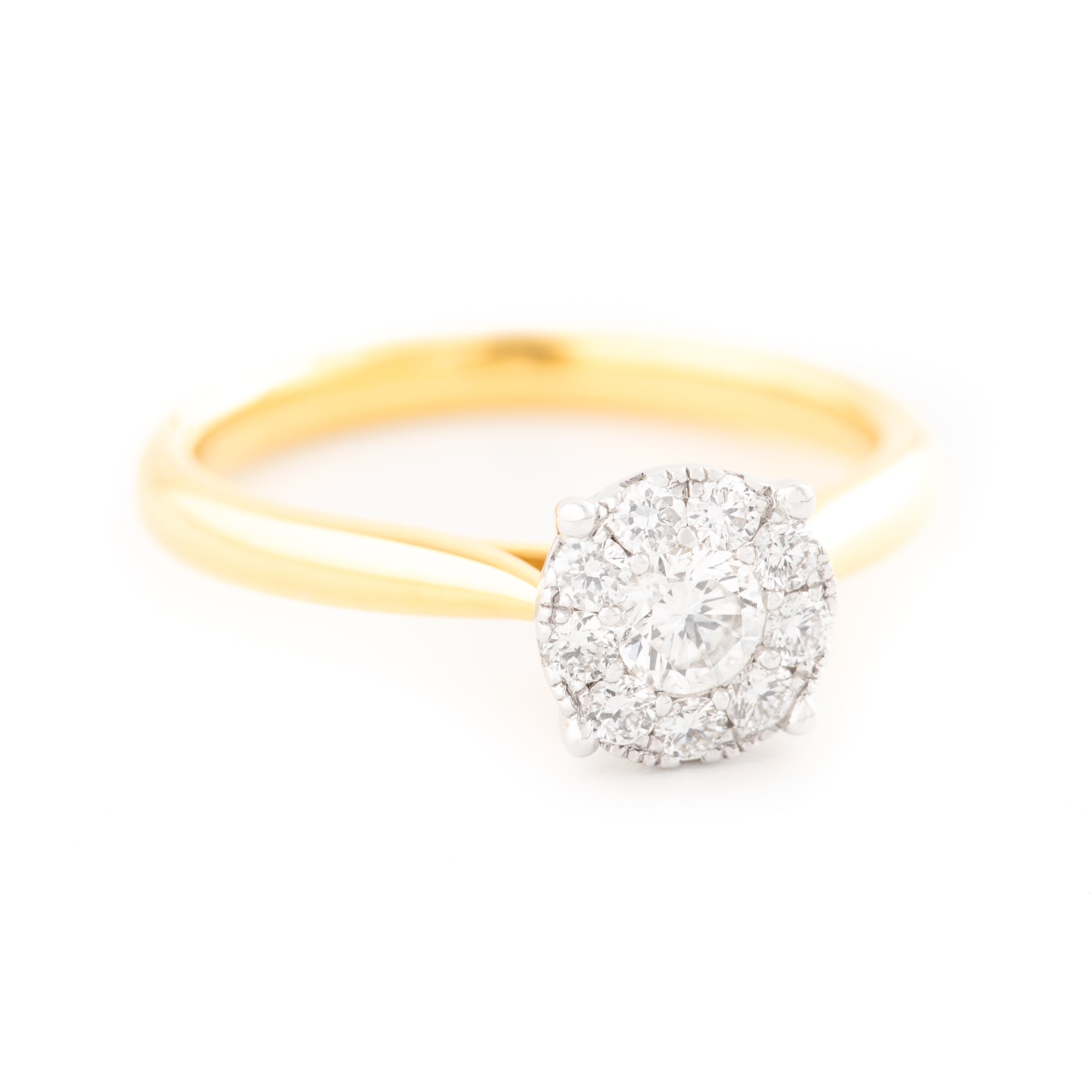 ANILLO SOLITARIO FLOR CON DIAMANTES