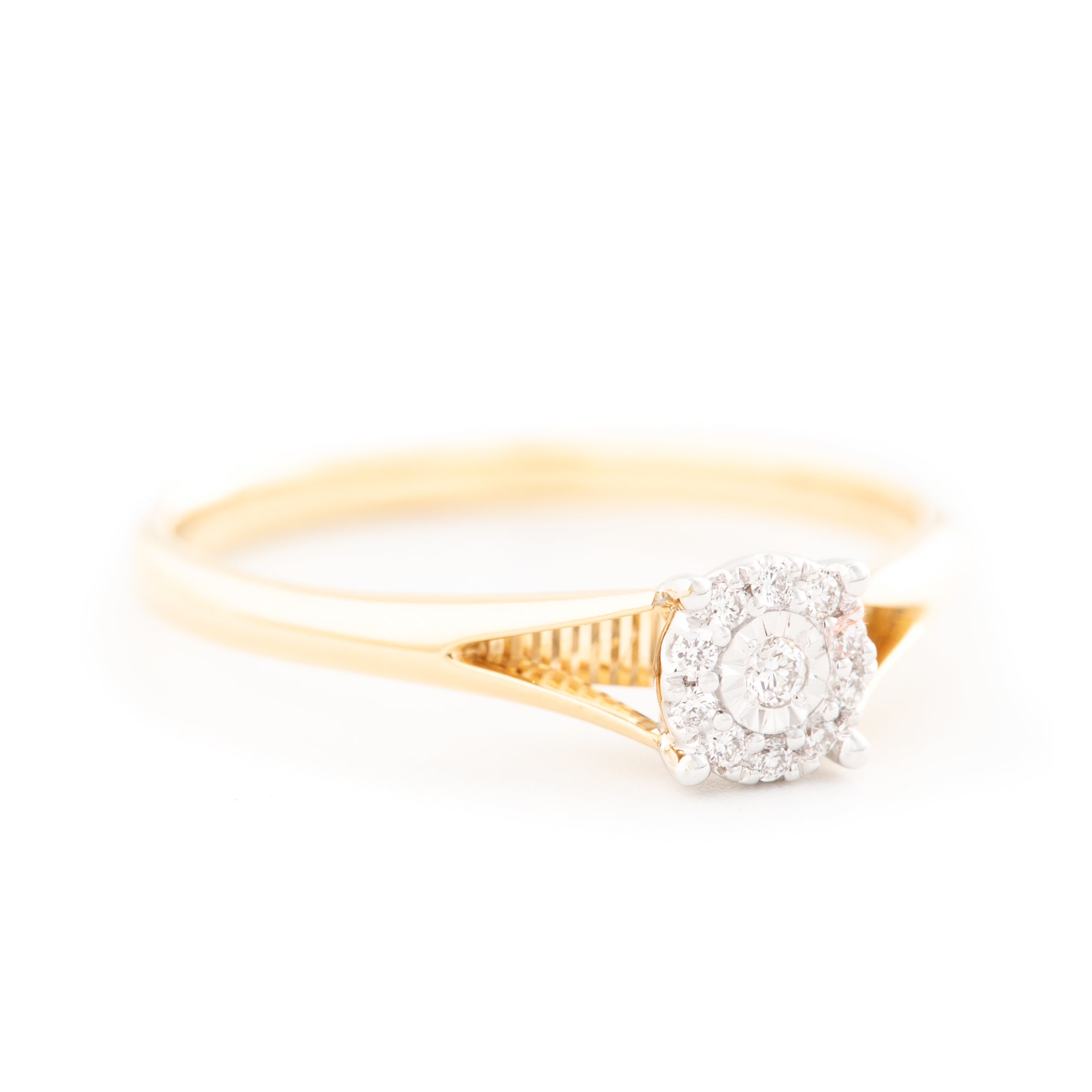 ANILLO SOLITARIO FLOR CON DIAMANTES