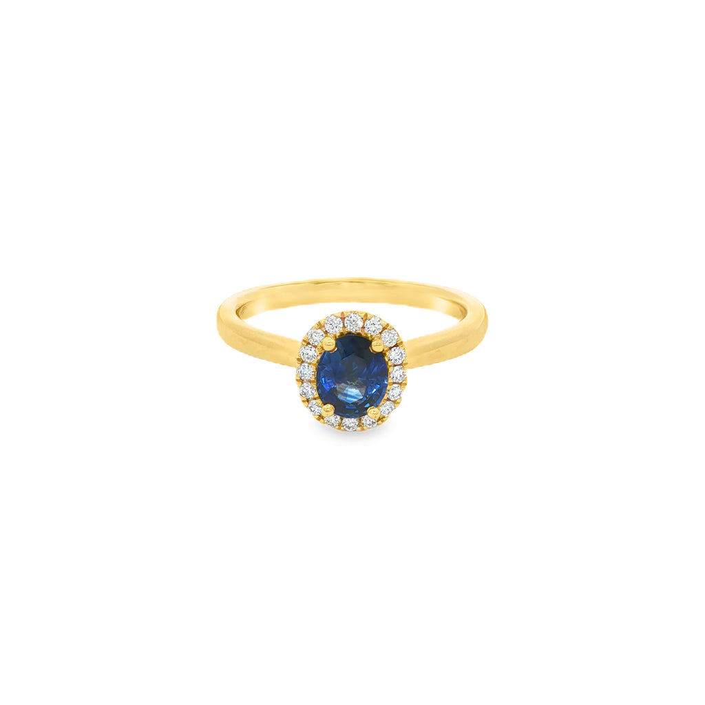 ANILLO FLOR CON ZAFIRO Y DIAMANTES