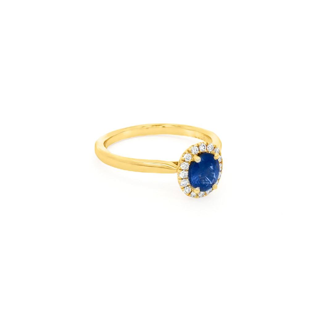 ANILLO FLOR CON ZAFIRO Y DIAMANTES