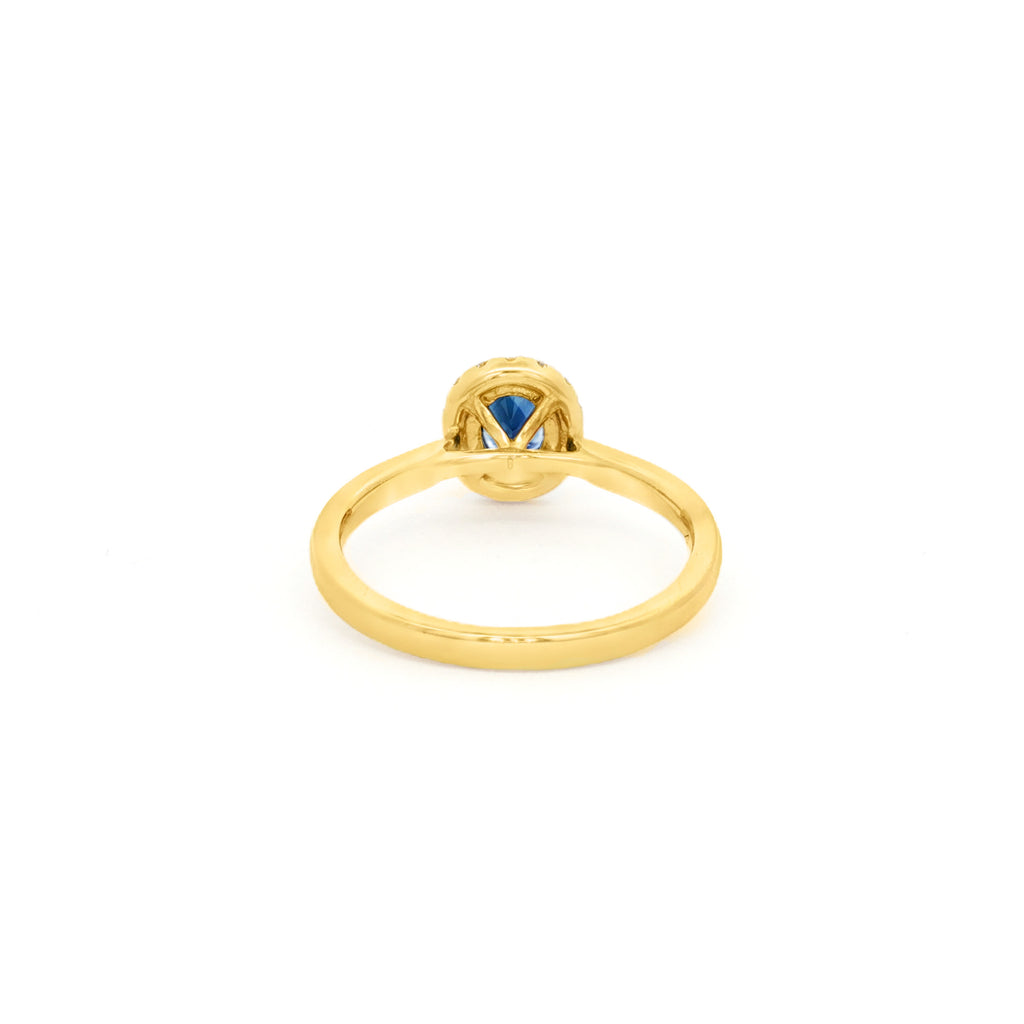 ANILLO FLOR CON ZAFIRO Y DIAMANTES
