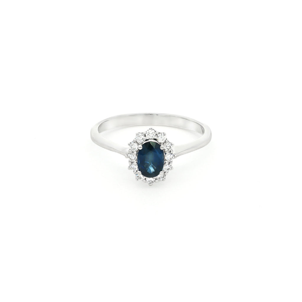 ANILLO FLOR CON ZAFIRO Y DIAMANTES