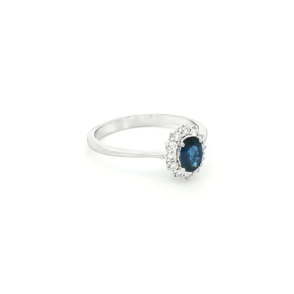 ANILLO FLOR CON ZAFIRO Y DIAMANTES