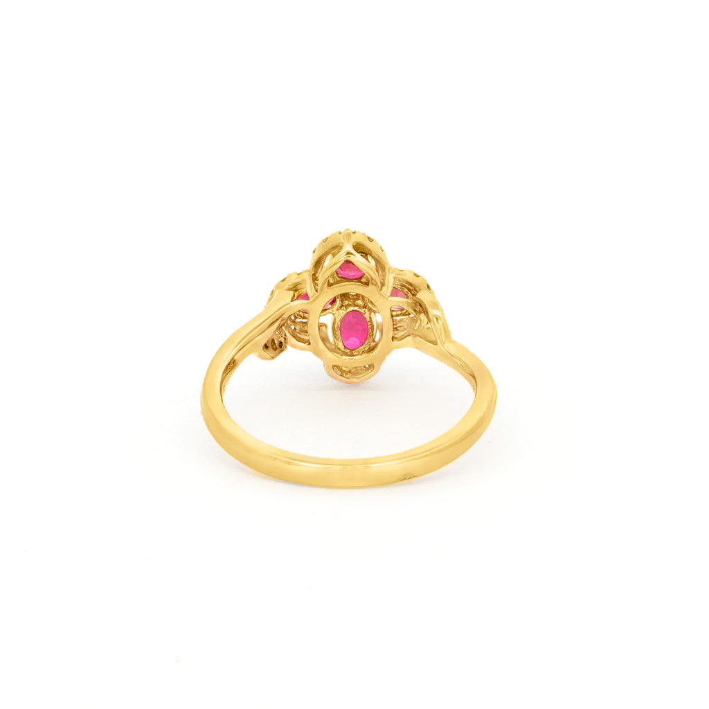 ANILLO FLOR CON RUBÍ Y DIAMANTES