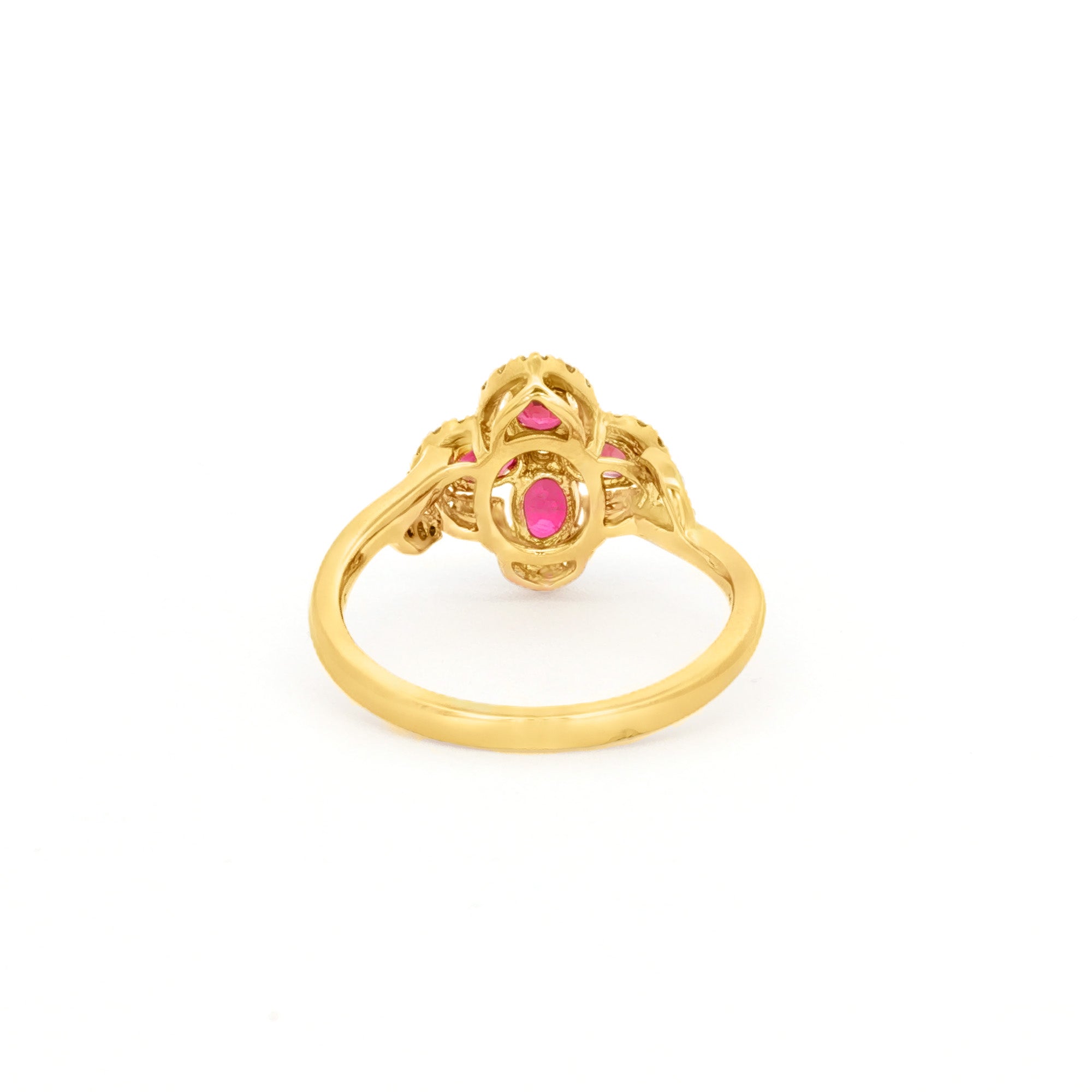 ANILLO FLOR CON RUBÍ Y DIAMANTES