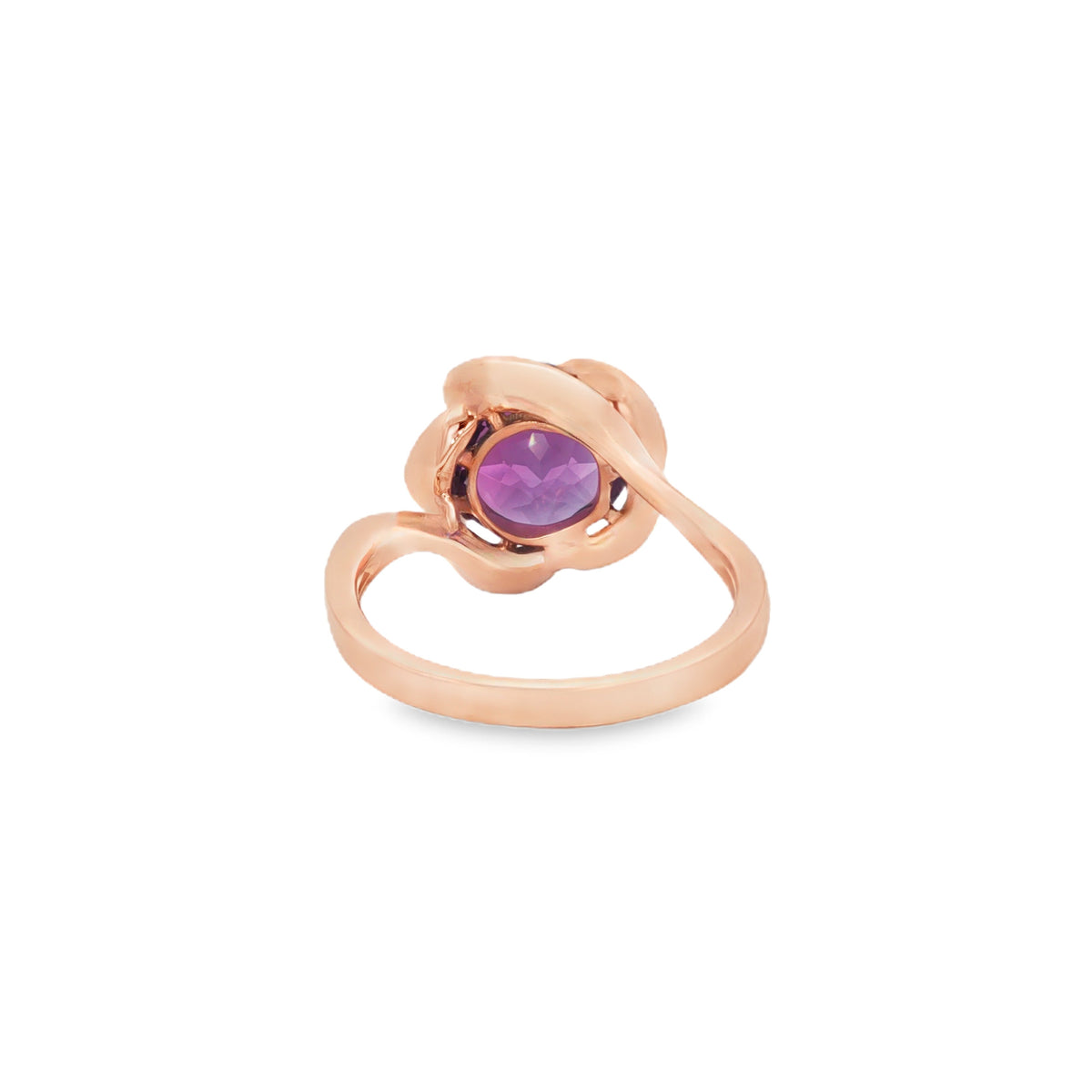 ANILLO FLOR CON AMATISTA Y DIAMANTES