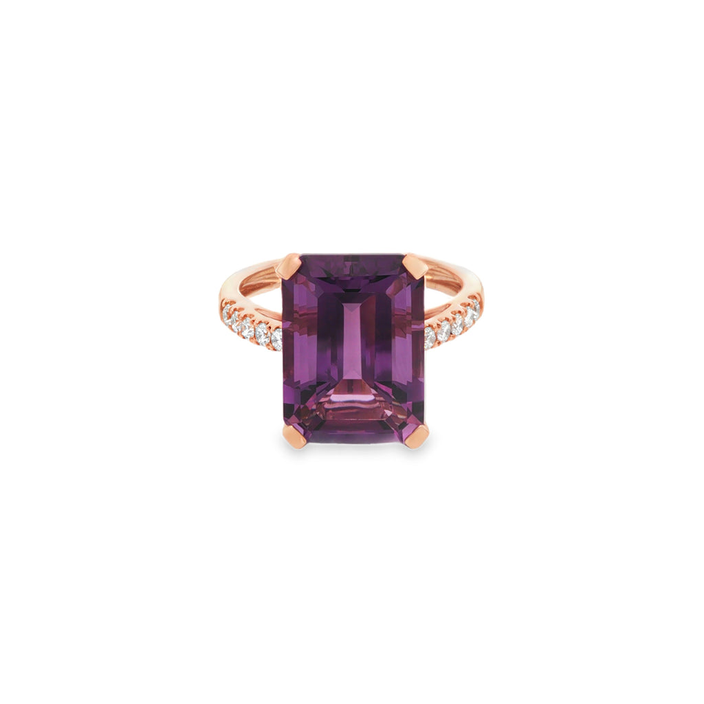 ANILLO CON AMATISTA Y DIAMANTES