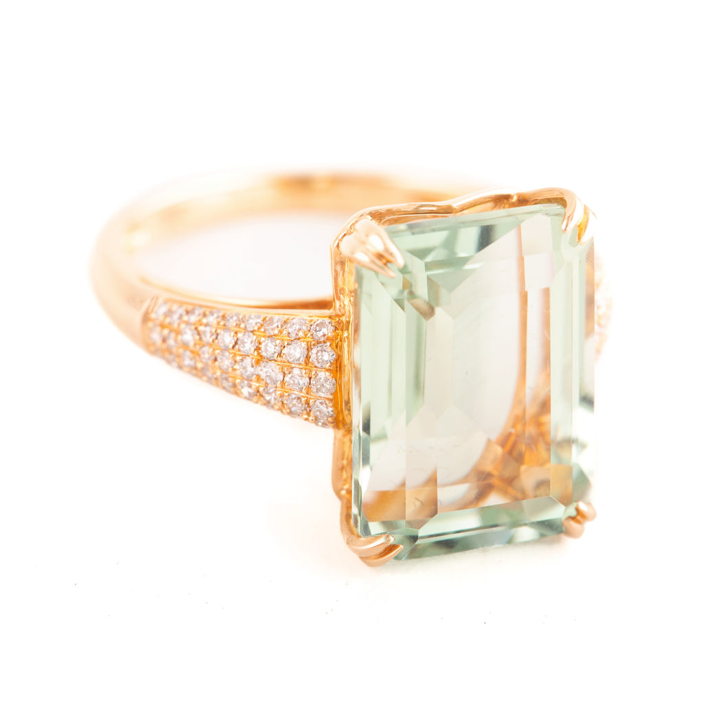 ANILLO AMATISTA VERDE Y DIAMANTES