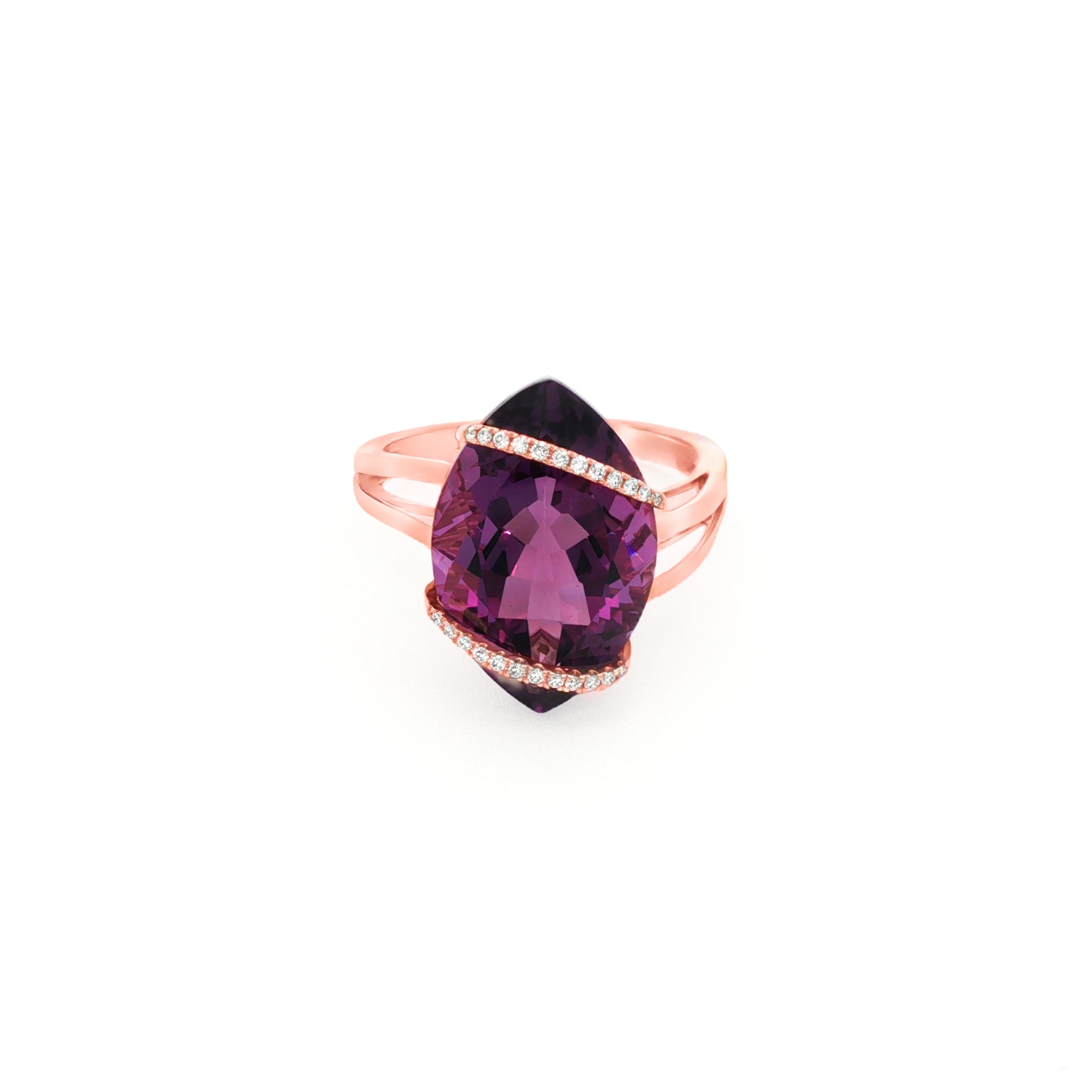 ANILLO AMATISTA Y DIAMANTES