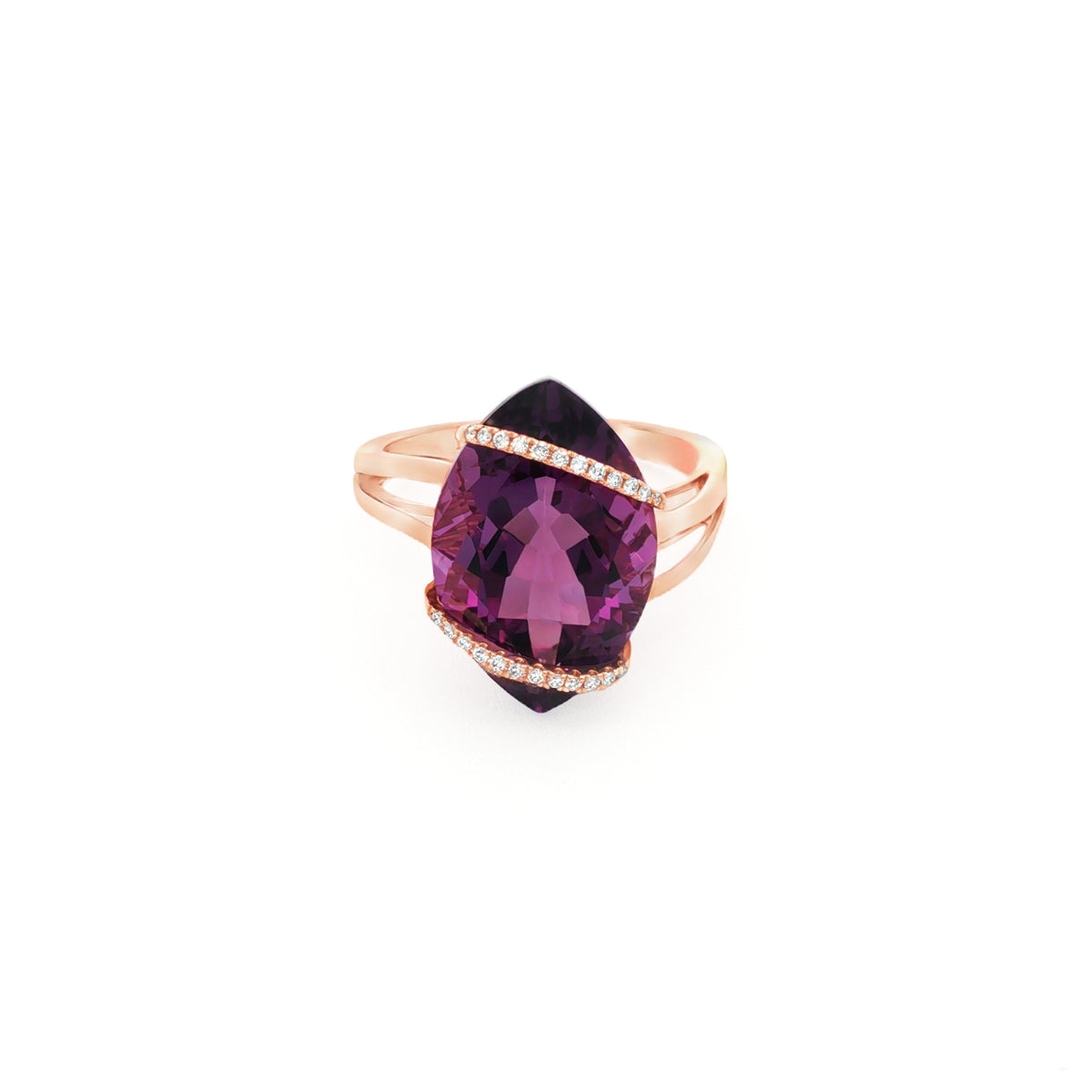 ANILLO AMATISTA Y DIAMANTES