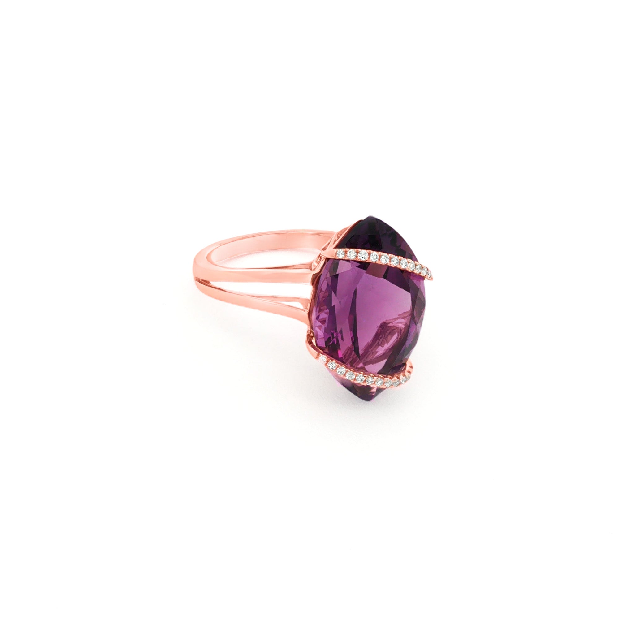 ANILLO AMATISTA Y DIAMANTES