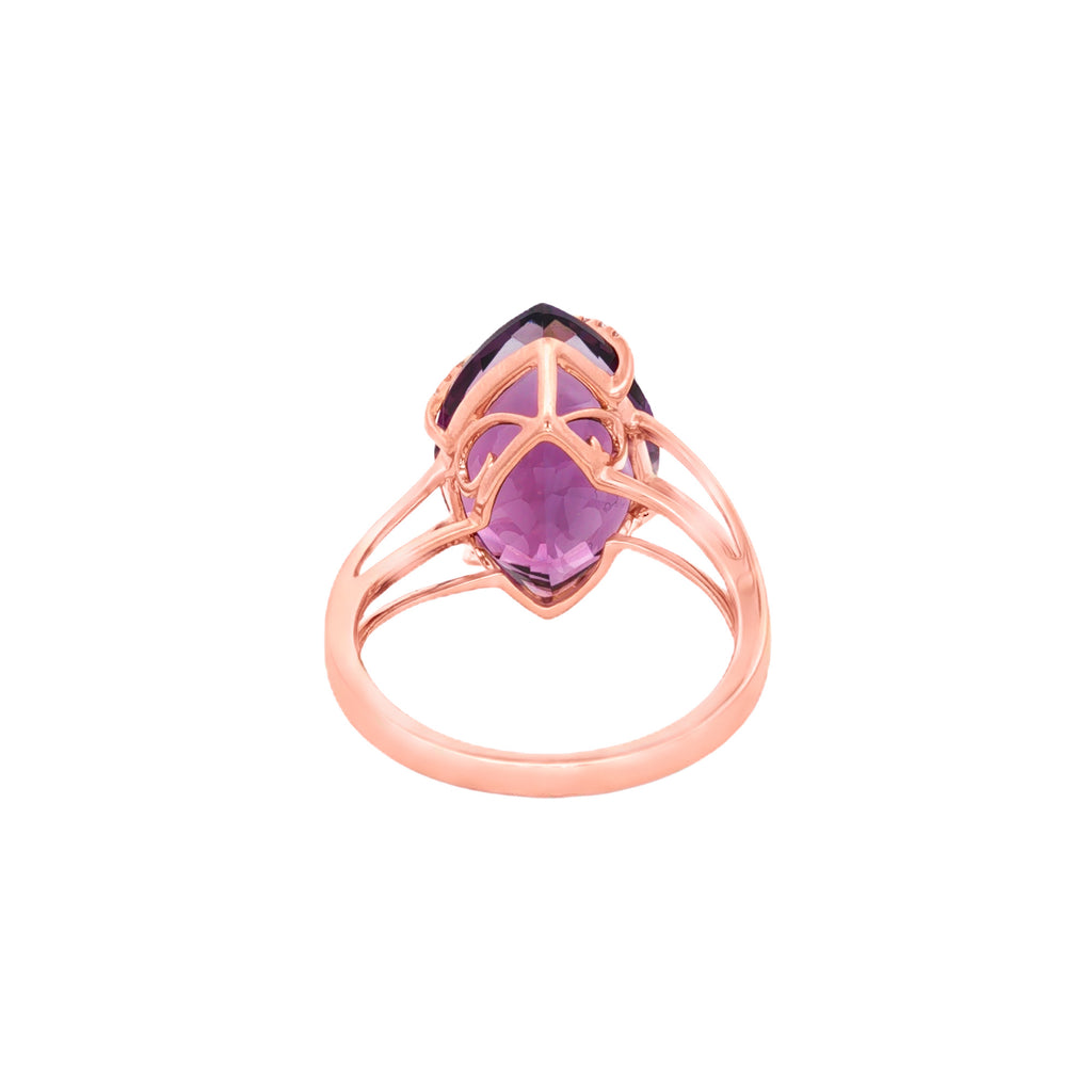 ANILLO AMATISTA Y DIAMANTES