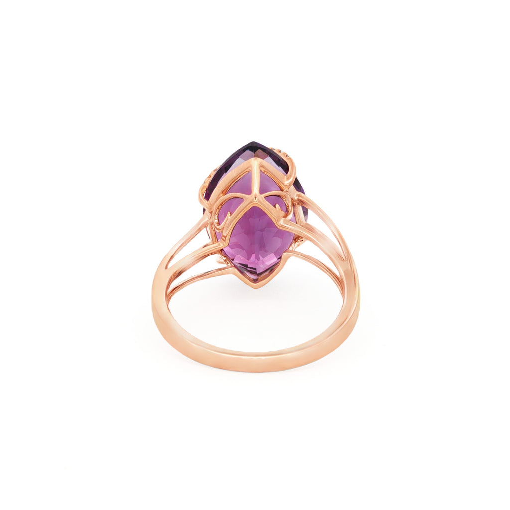 ANILLO AMATISTA Y DIAMANTES