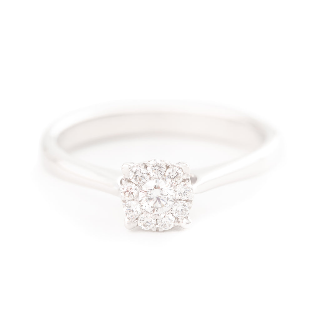 ANILLO SOLITARIO FLOR CON DIAMANTES