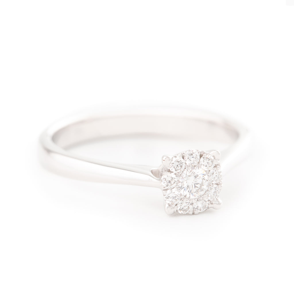 ANILLO SOLITARIO FLOR CON DIAMANTES