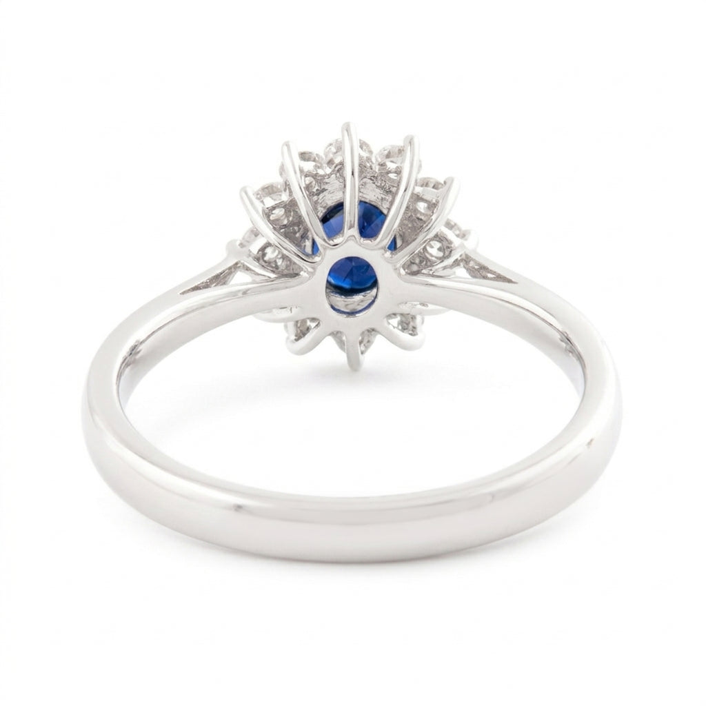 ANILLO FLOR CON ZAFIRO Y DIAMANTES