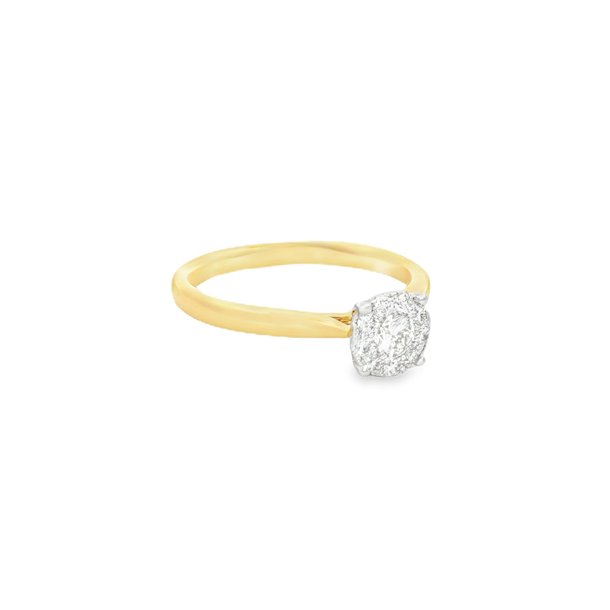ANILLO SOLITARIO FLOR CON DIAMANTES
