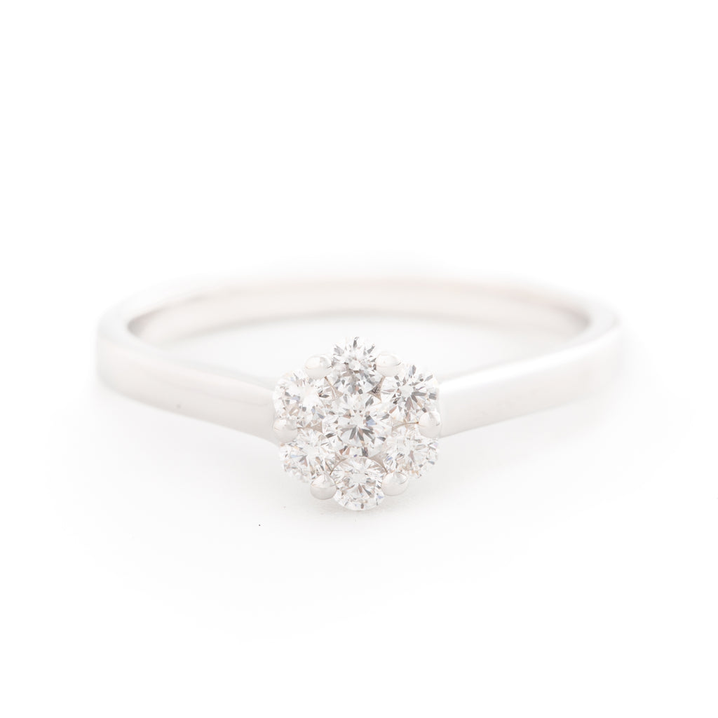 ANILLO SOLITARIO FLOR CON DIAMANTES
