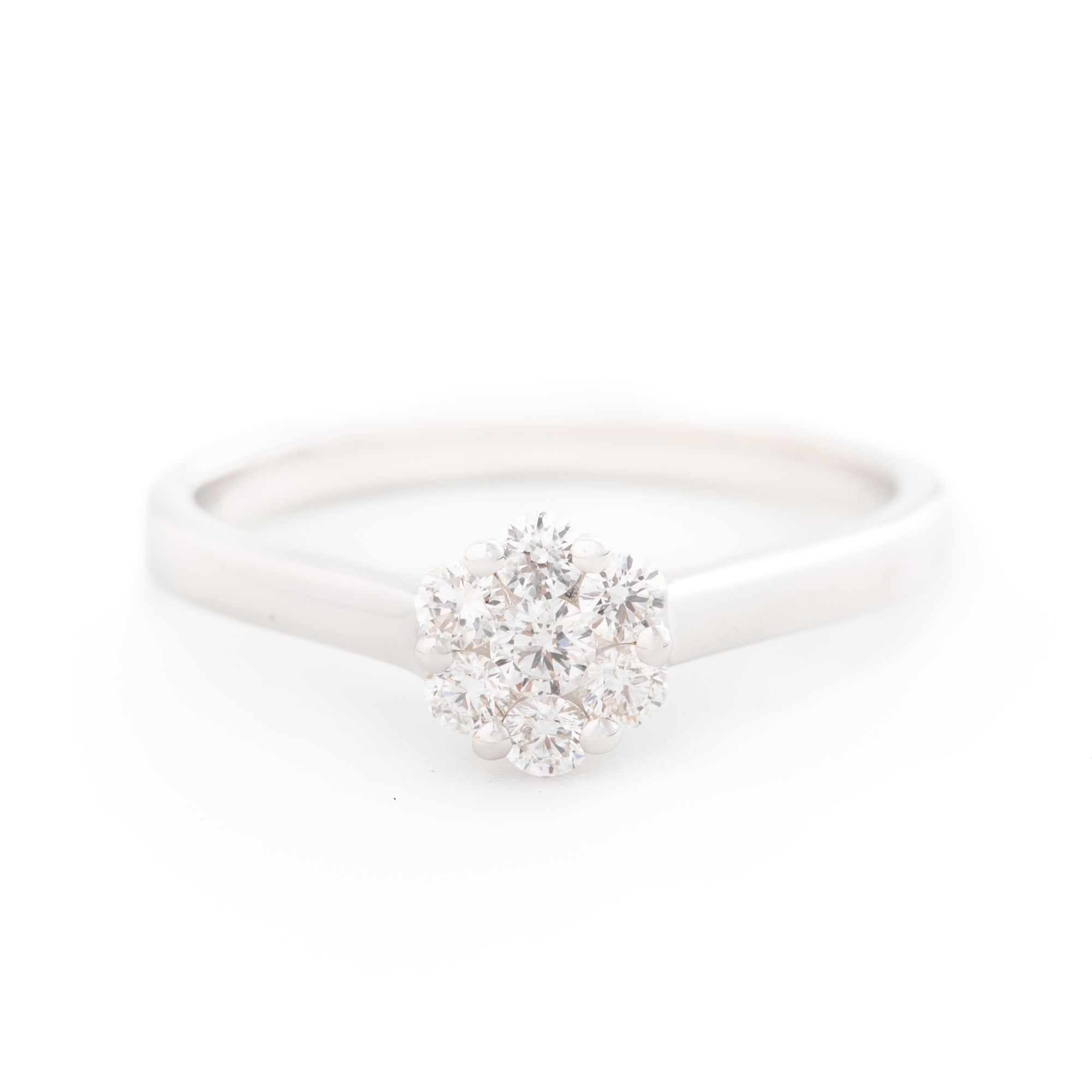 ANILLO SOLITARIO FLOR CON DIAMANTES