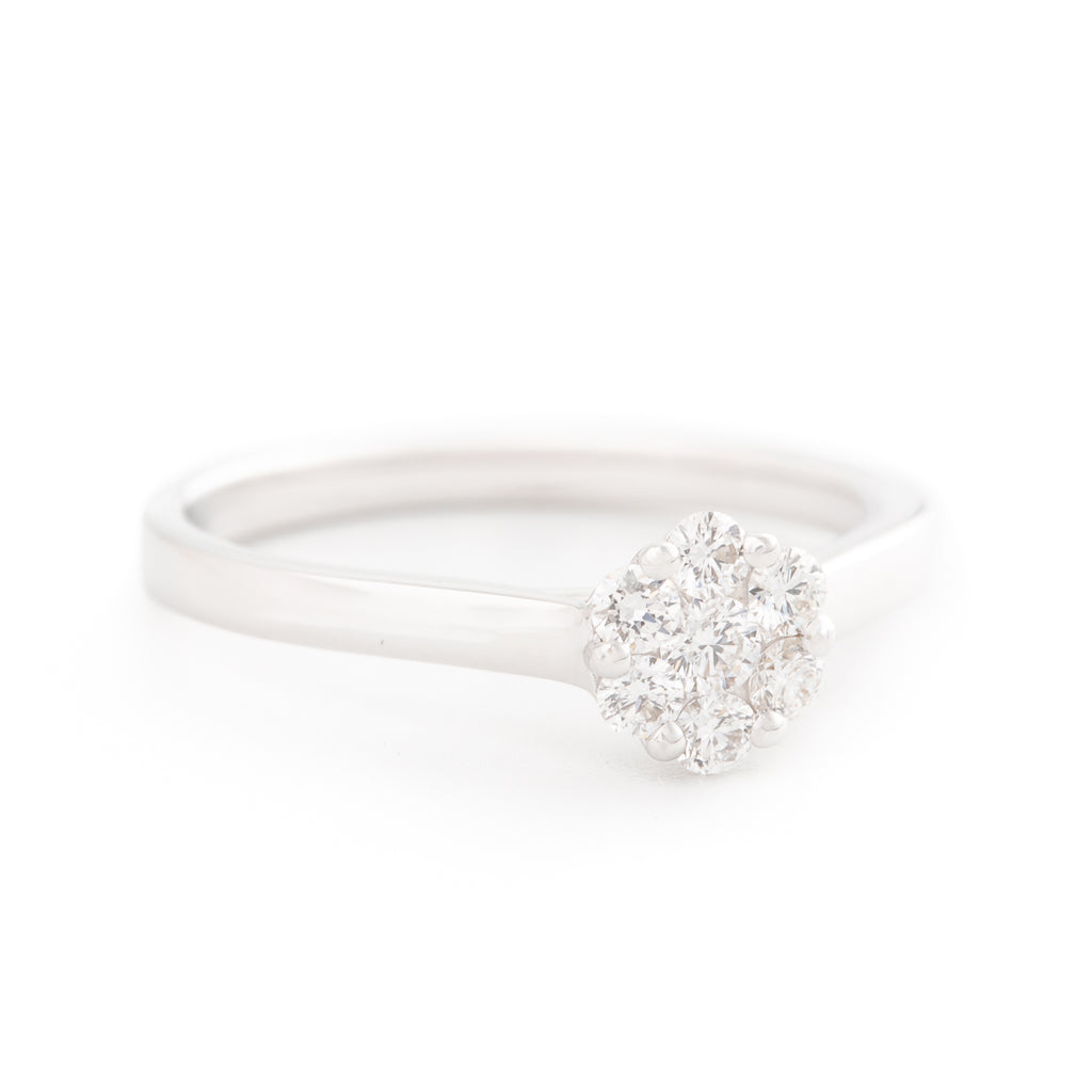 ANILLO SOLITARIO FLOR CON DIAMANTES