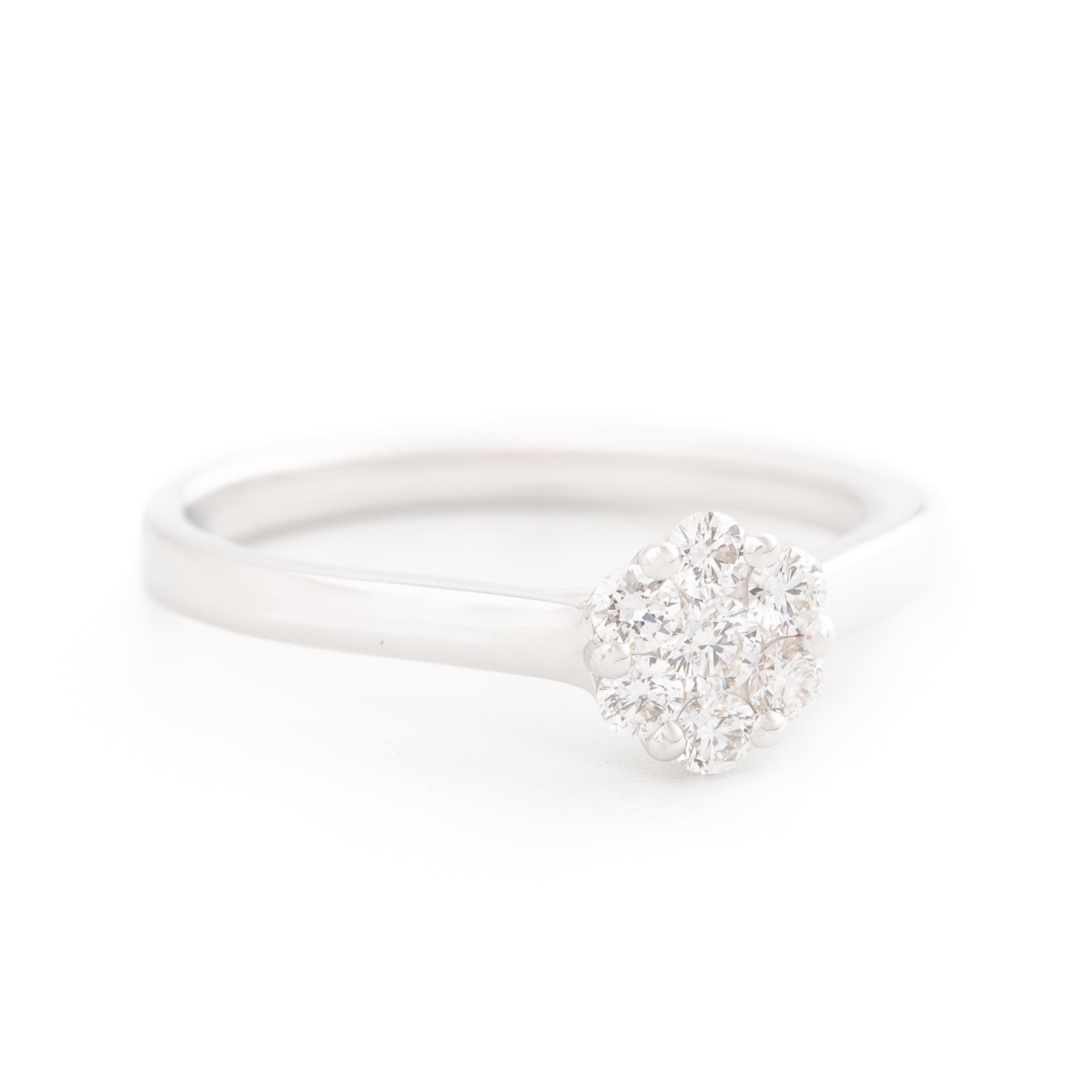 ANILLO SOLITARIO FLOR CON DIAMANTES