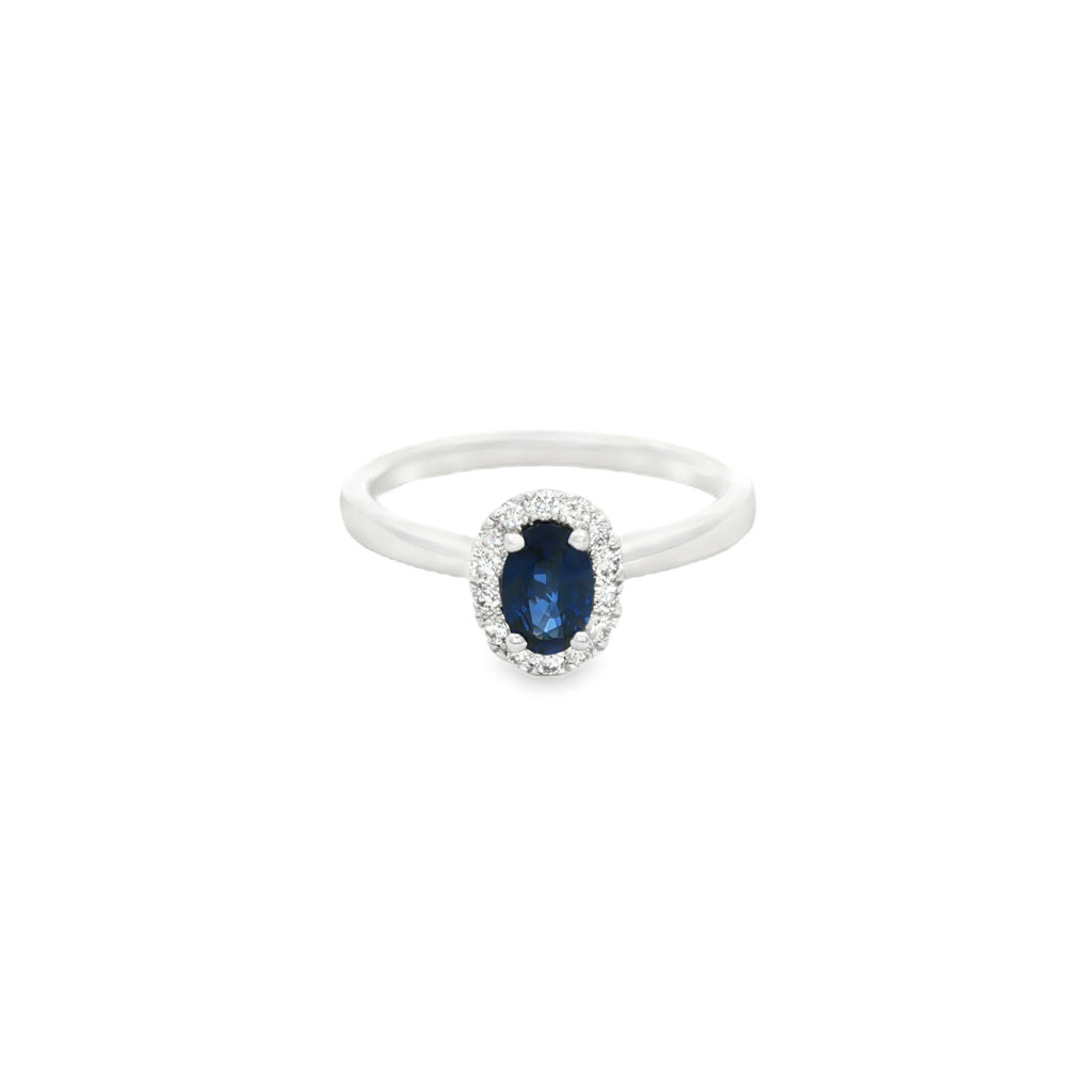 ANILLO FLOR CON ZAFIRO Y DIAMANTES