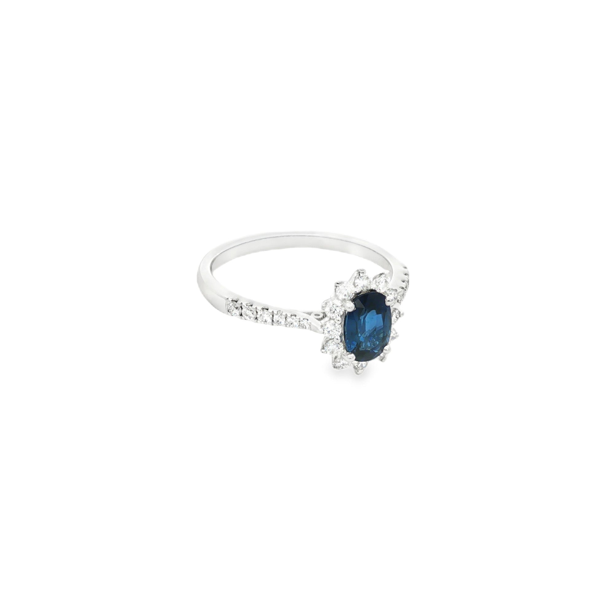 ANILLO FLOR CON ZAFIRO Y DIAMANTES