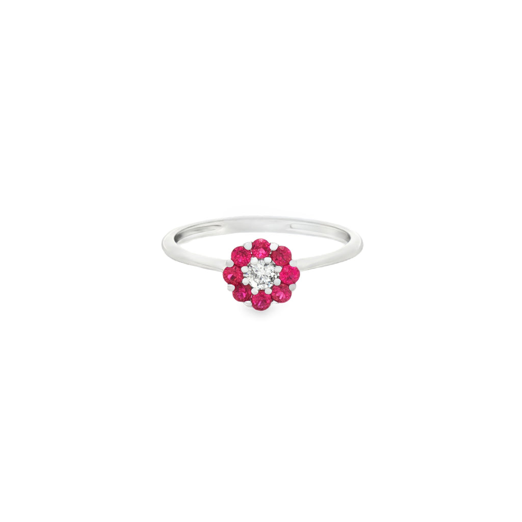 ANILLO FLOR CON RUBÍES Y DIAMANTE