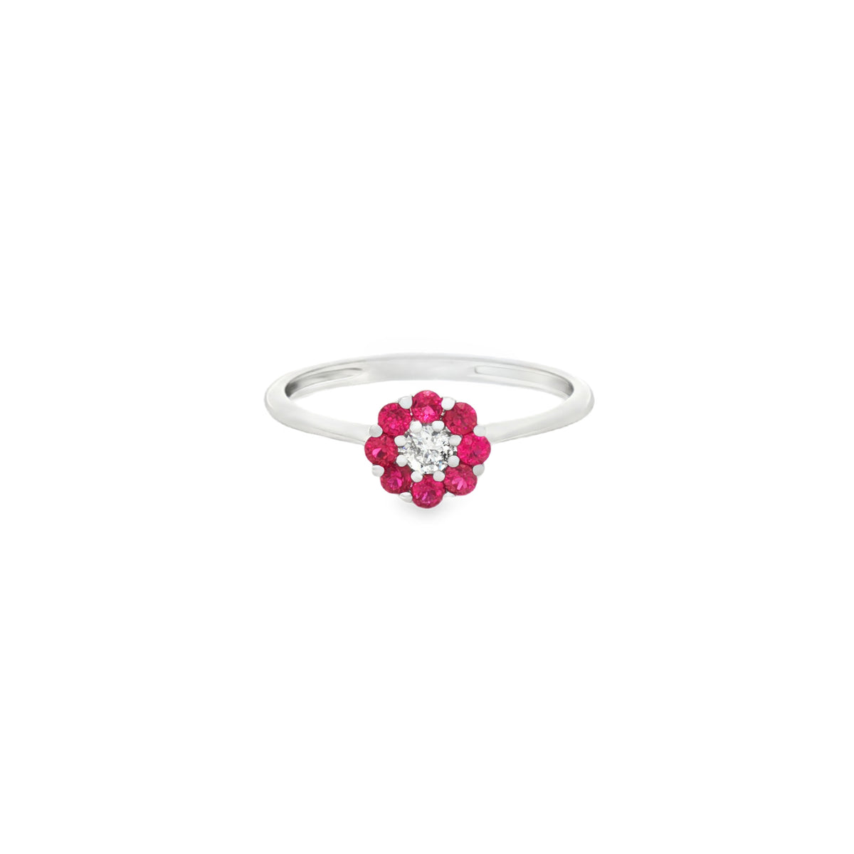 ANILLO FLOR CON RUBÍES Y DIAMANTE