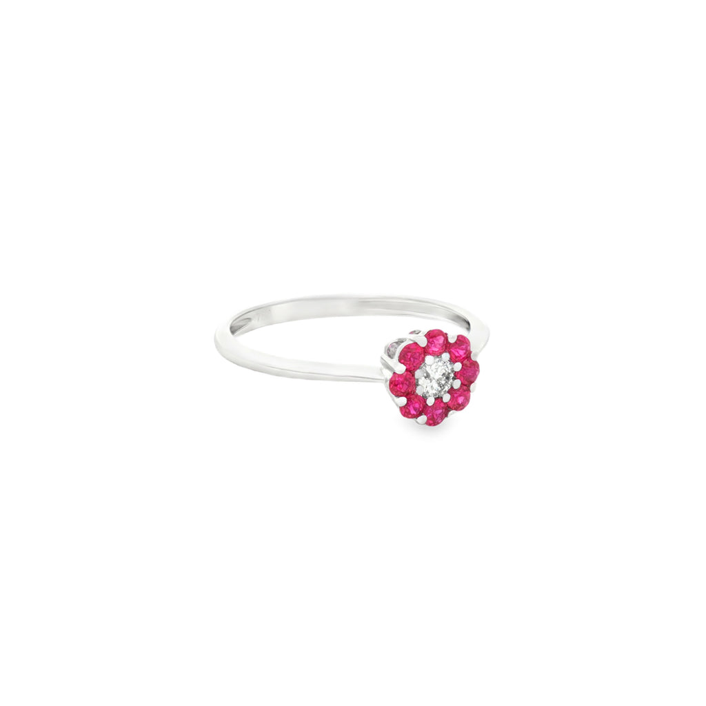 ANILLO FLOR CON RUBÍES Y DIAMANTE