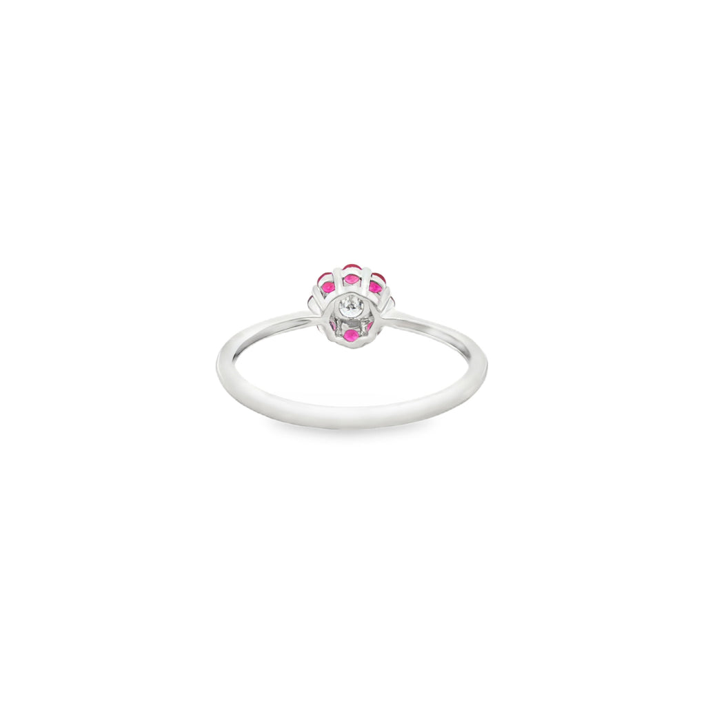 ANILLO FLOR CON RUBÍES Y DIAMANTE