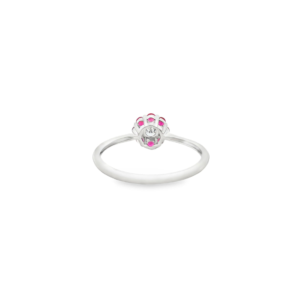 ANILLO FLOR CON RUBÍES Y DIAMANTE
