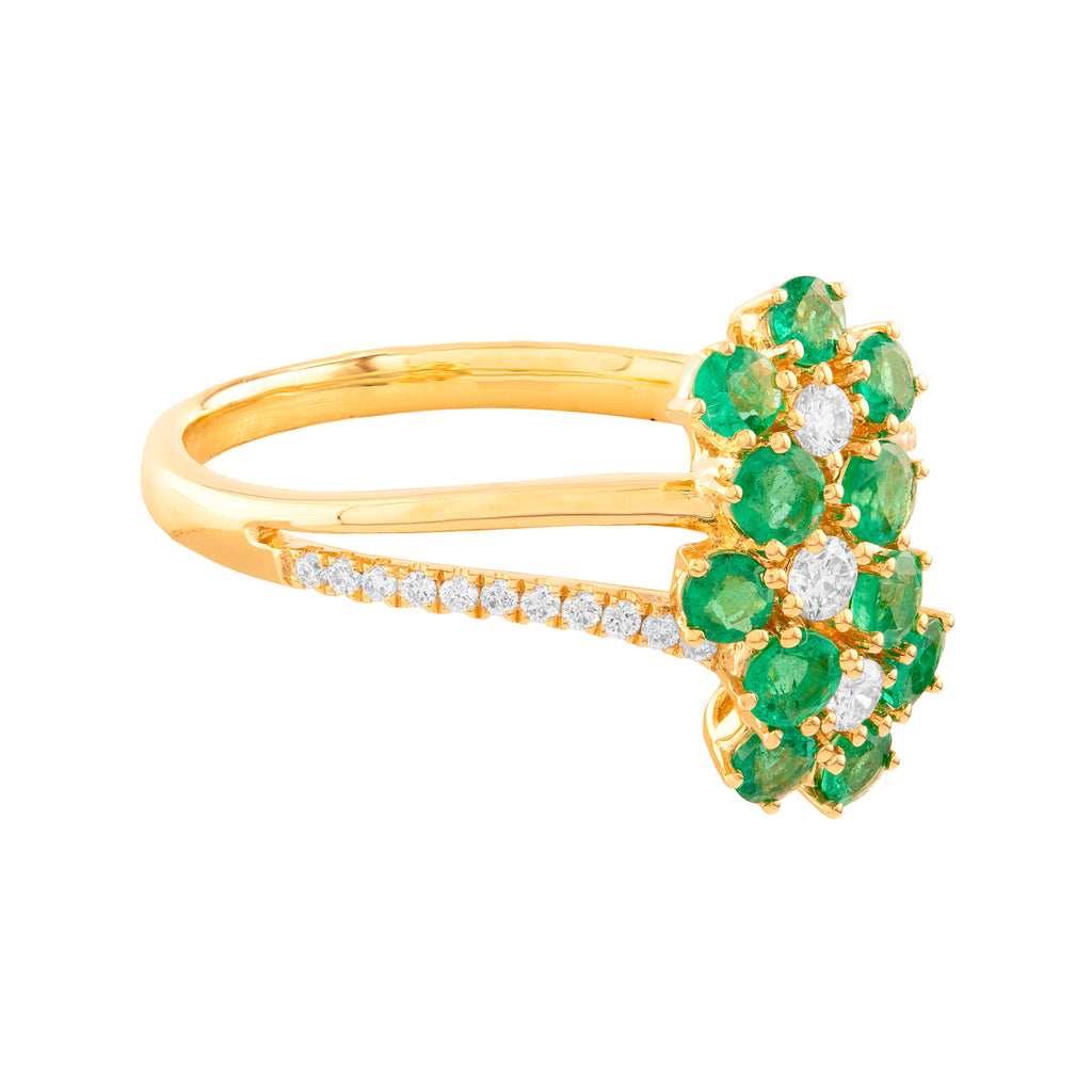 ANILLO FLORES CON ESMERALDAS Y DIAMANTES