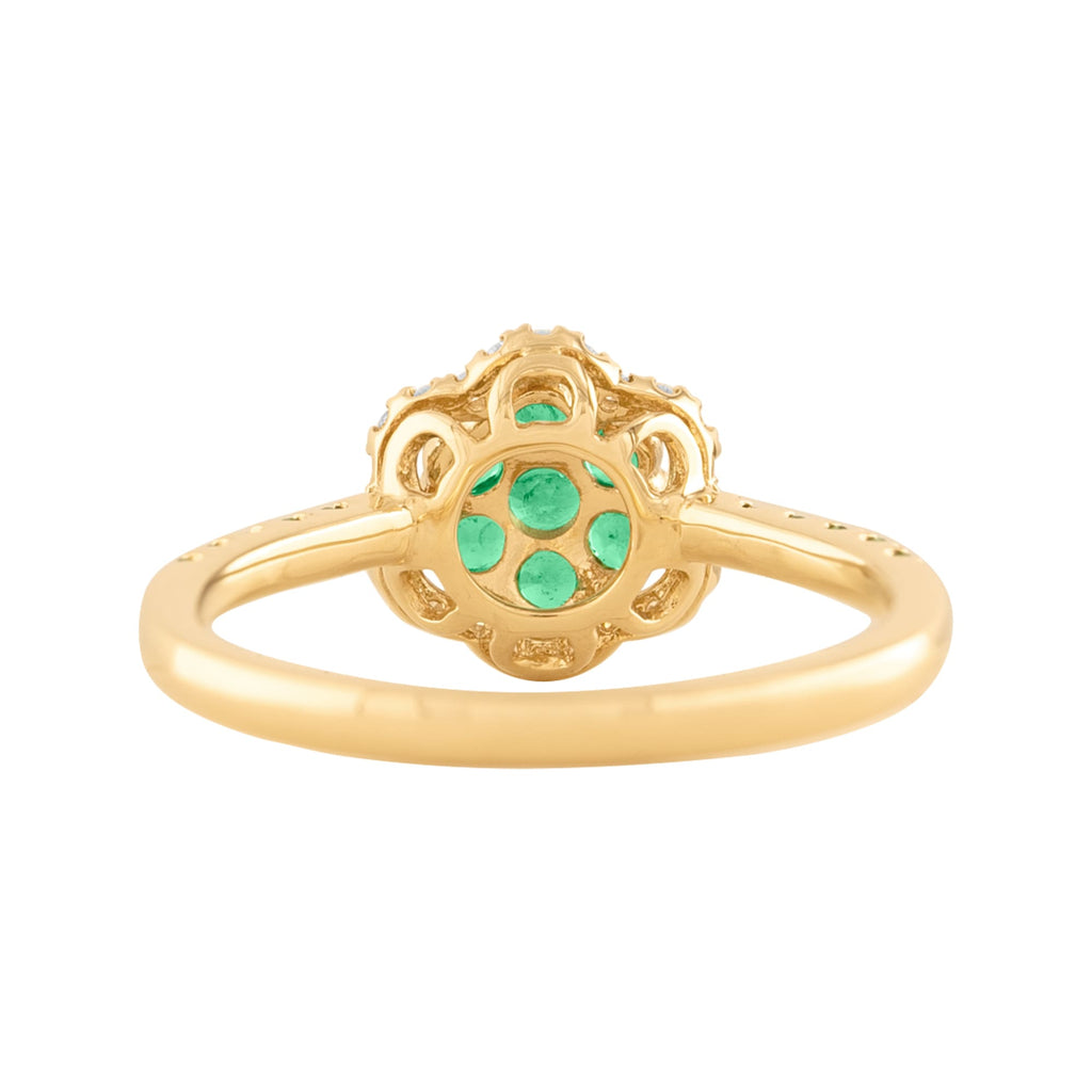 ANILLO FLOR ESMERALDA Y DIAMANTES