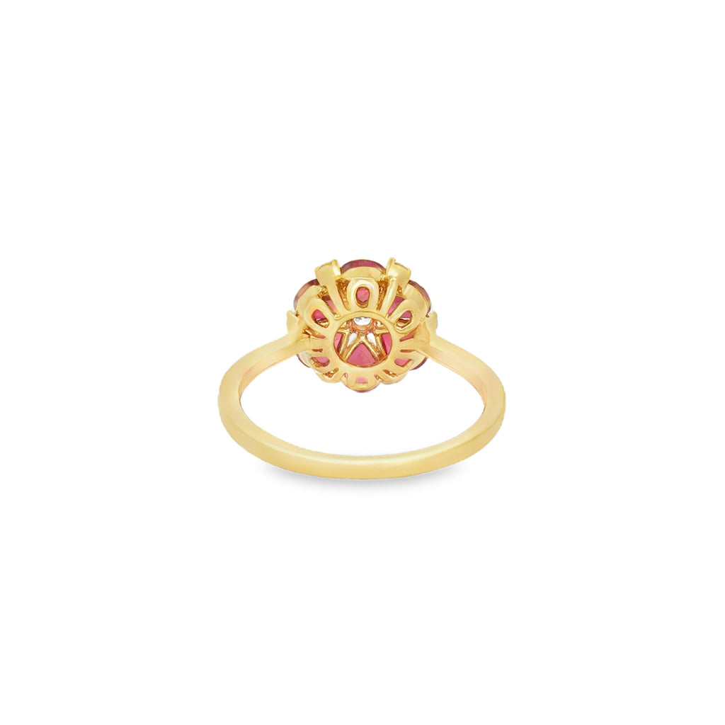 ANILLO FLOR DE RUBÍES DIAMANTES