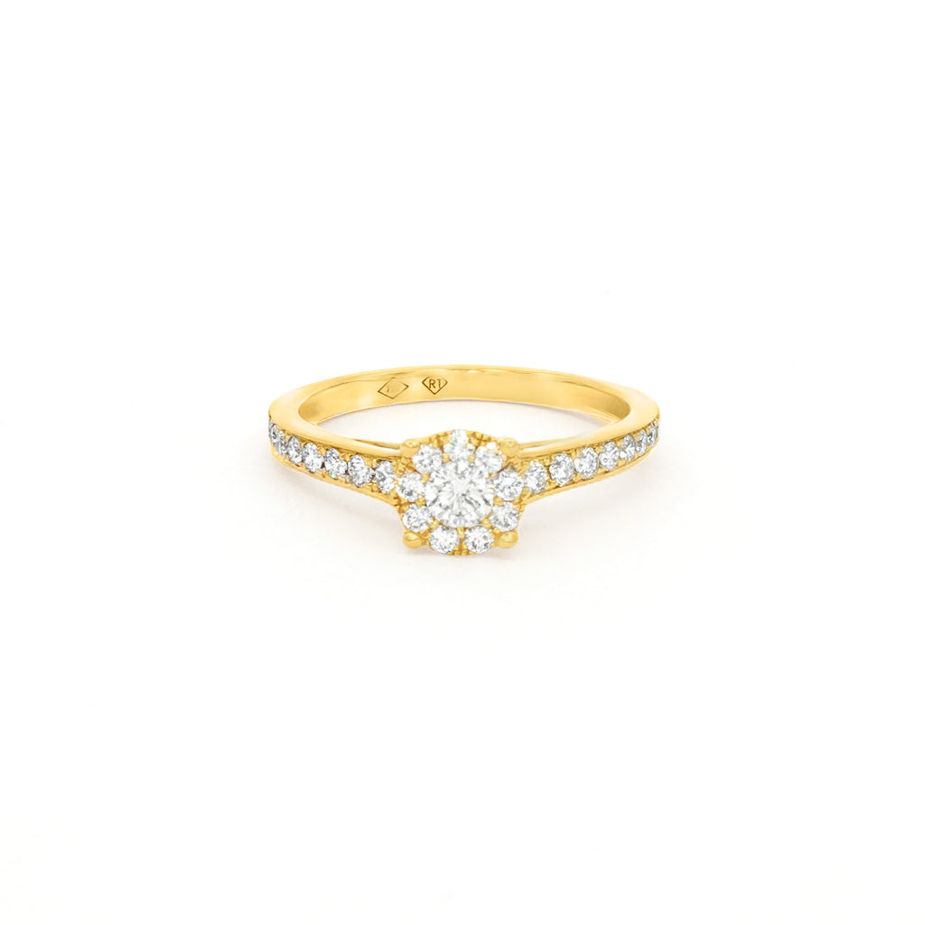 ANILLO SOLITARIO FLOR CON DIAMANTES