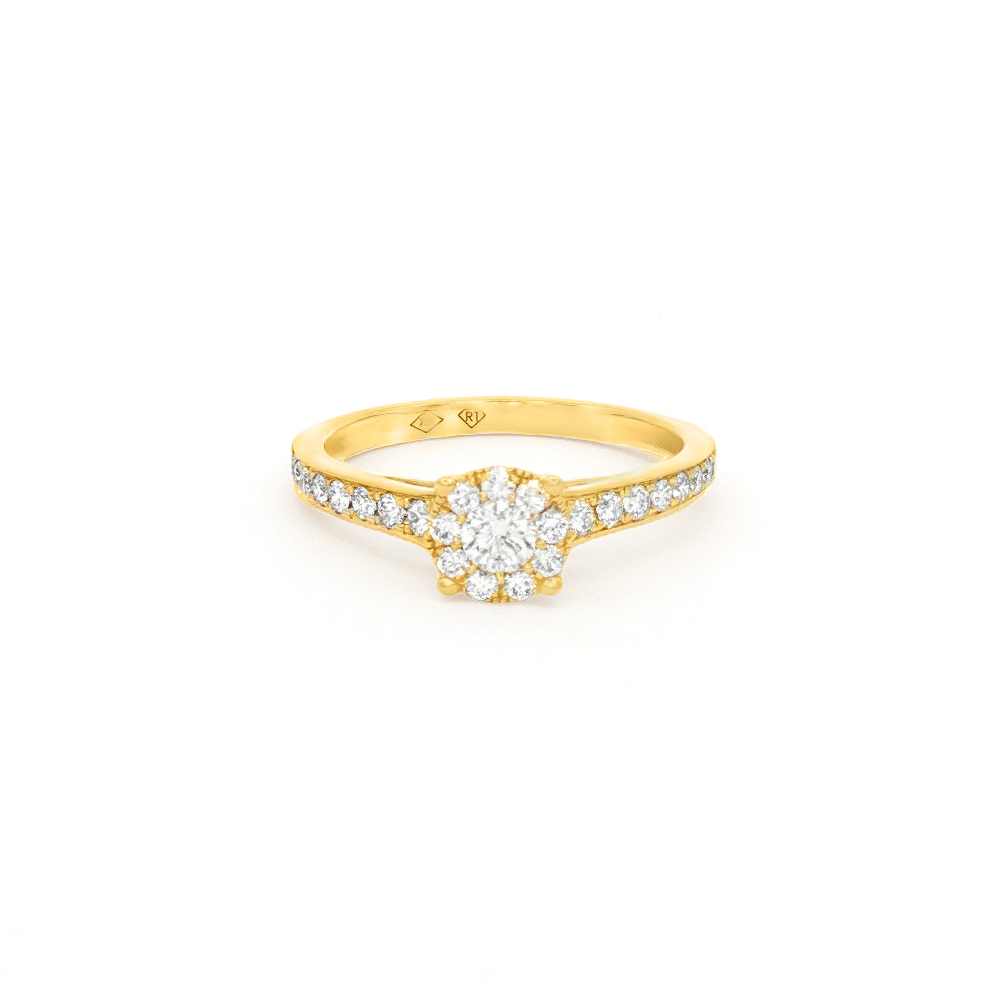 ANILLO SOLITARIO FLOR CON DIAMANTES