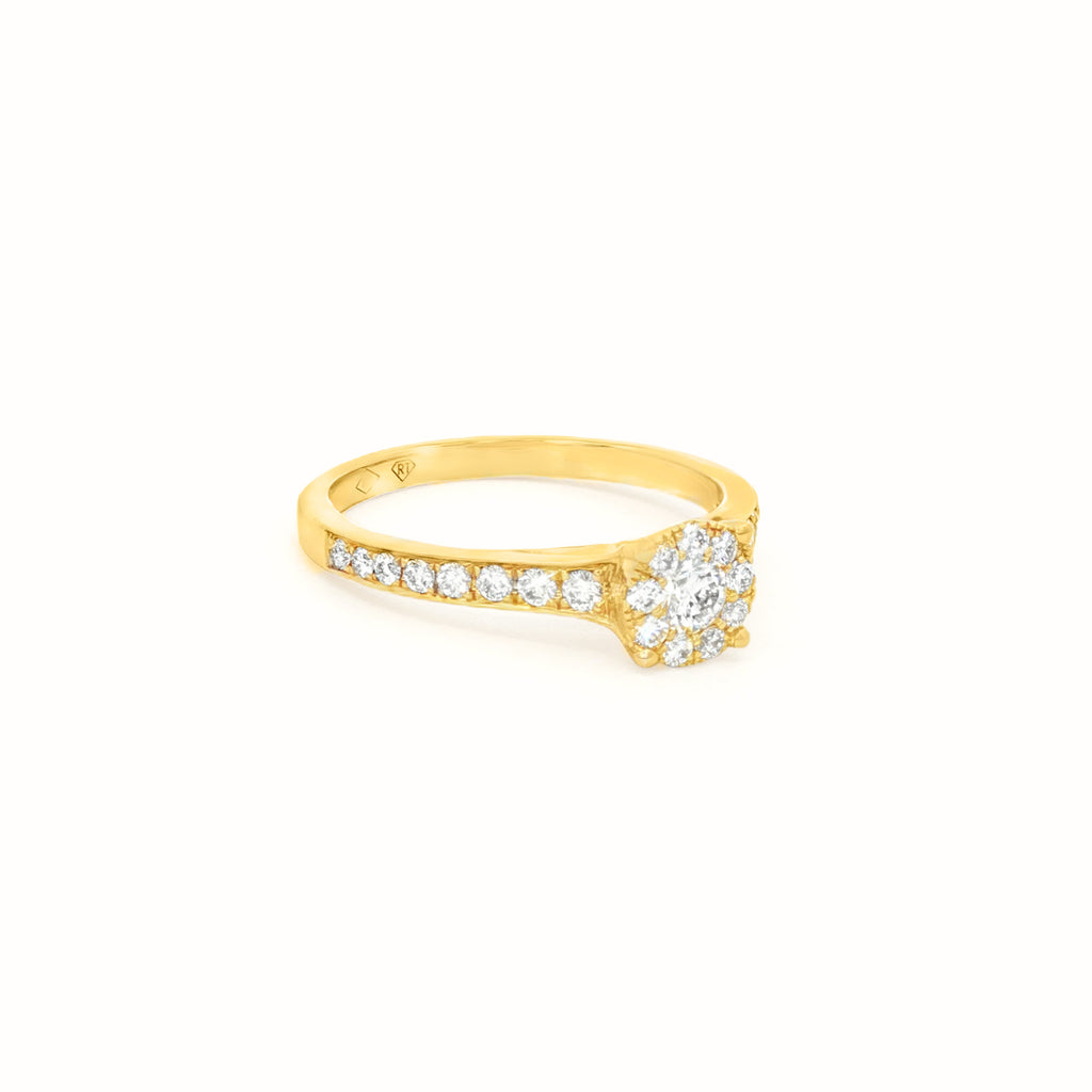 ANILLO SOLITARIO FLOR CON DIAMANTES