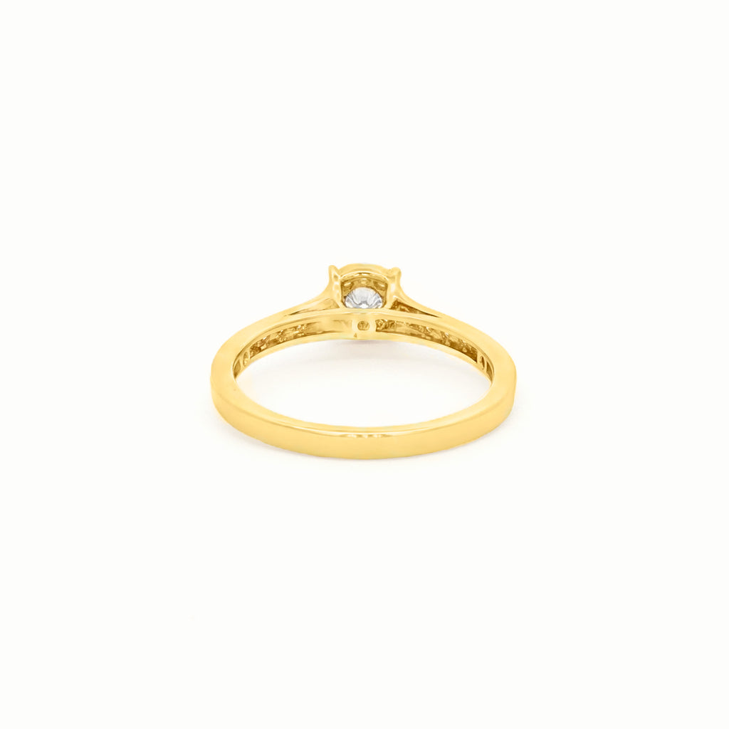 ANILLO SOLITARIO FLOR CON DIAMANTES