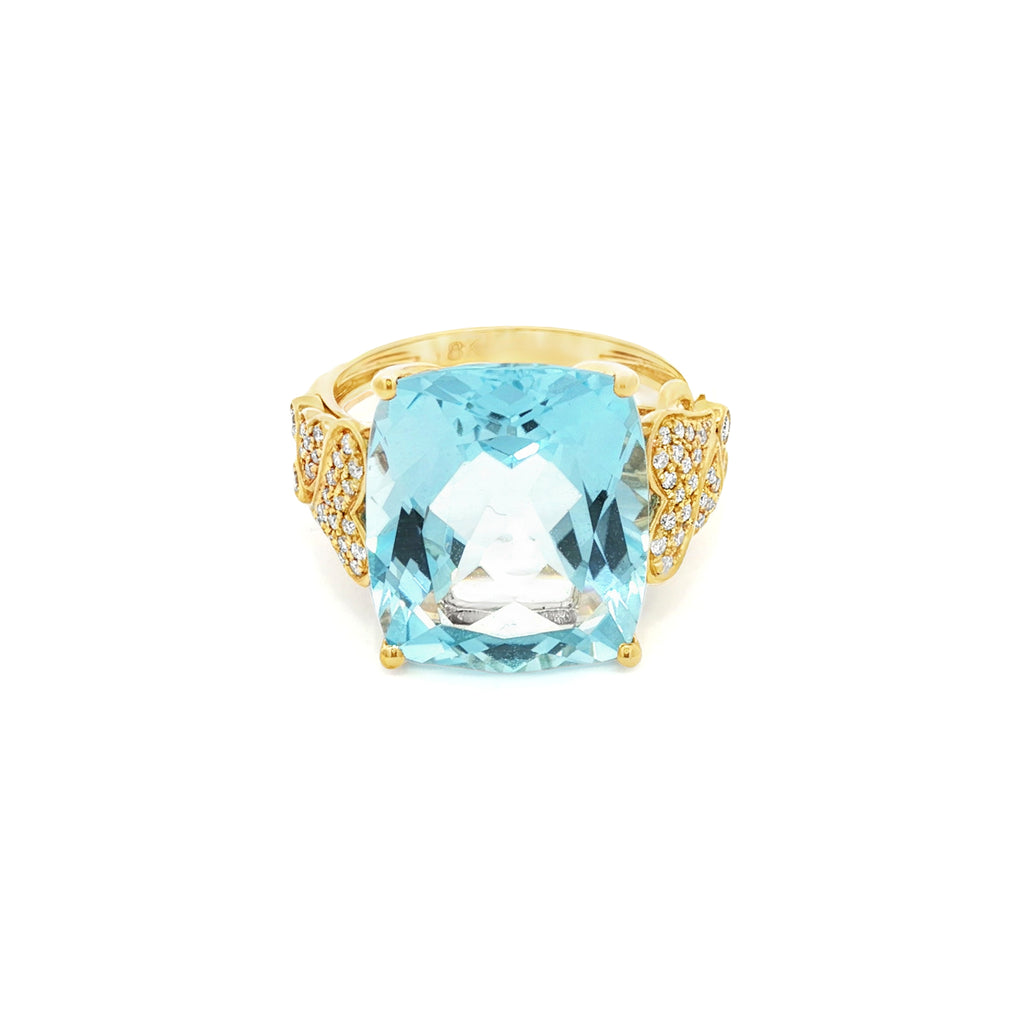 ANILLO TOPACIO Y CORAZONES CON DIAMANTES